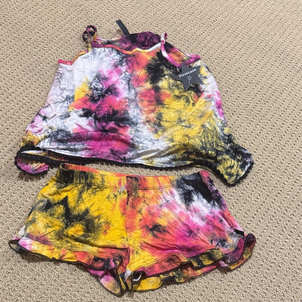 Pixie Lane Girls Tie-Dye Tank and Shorts Set